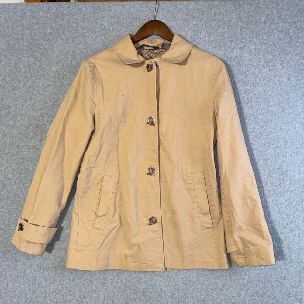 George ME Designs Mark Eisen Tan Cotton Toggle Jacket Candied Ginger Size M 8/10